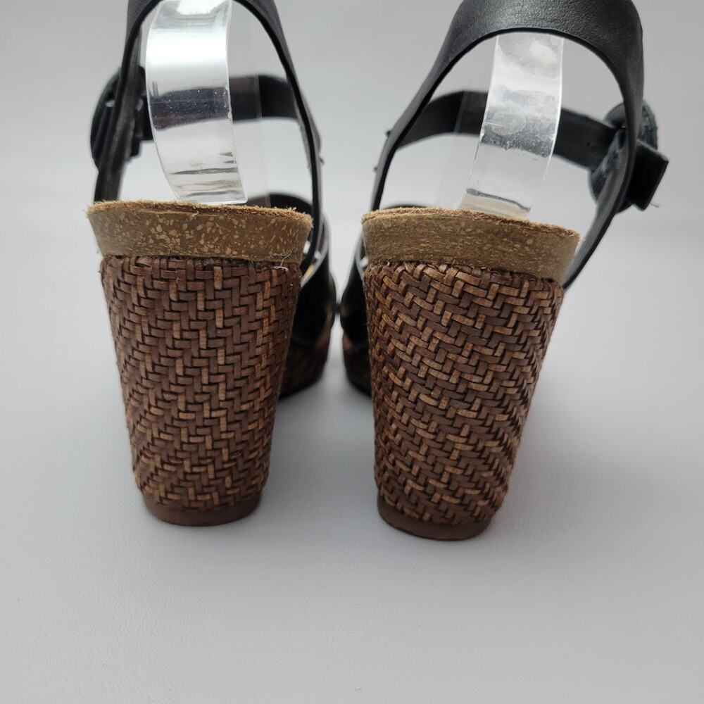 Sofft Casidy Womens Sandal Woven Wedge Wrap Soft Leather Straps Size 9 M Black - Picture 9 of 12